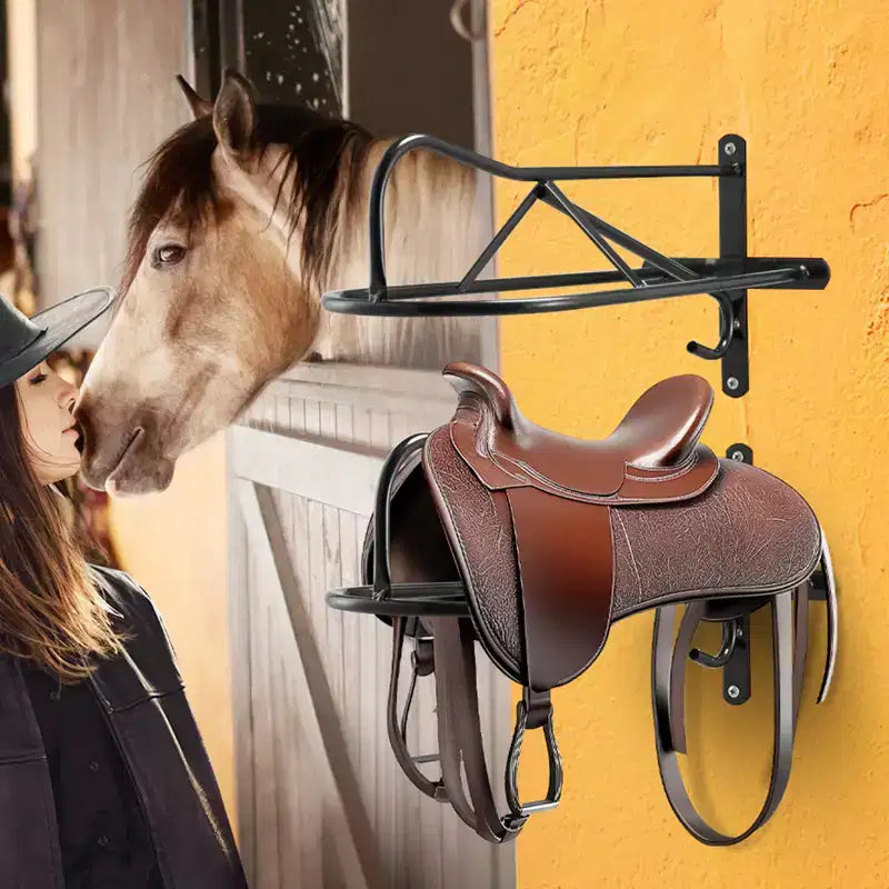 Wall Mount Saddle Rack, 8 Packs Horse Saddle Rack with Pad Bar, Portable Saddle Stand for English & Western Saddle