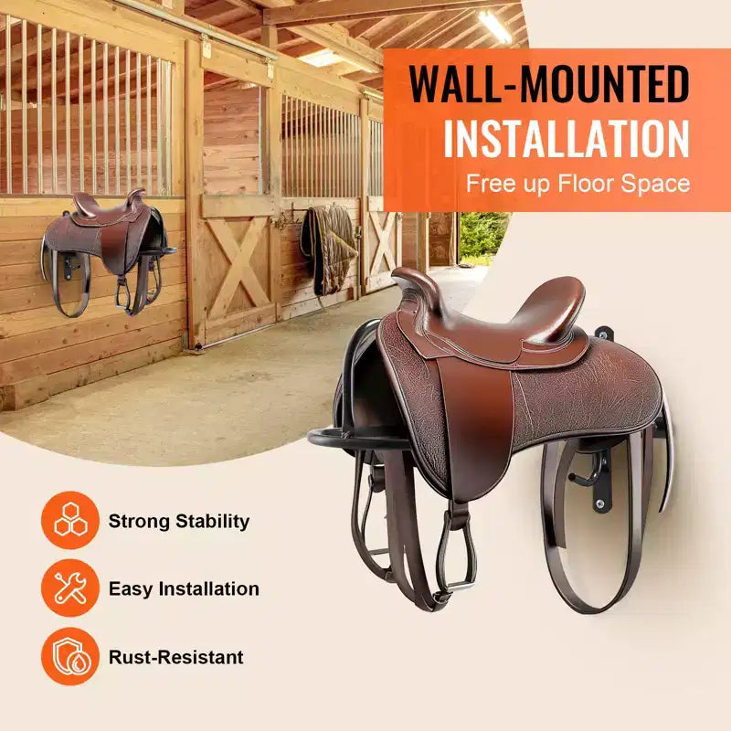 Wall Mount Saddle Rack, 8 Packs Horse Saddle Rack with Pad Bar, Portable Saddle Stand for English & Western Saddle