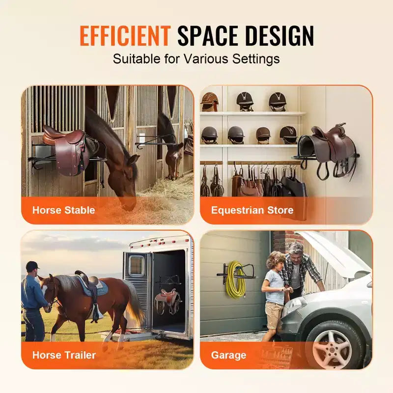 Wall Mount Saddle Rack, 8 Packs Horse Saddle Rack with Pad Bar, Portable Saddle Stand for English & Western Saddle