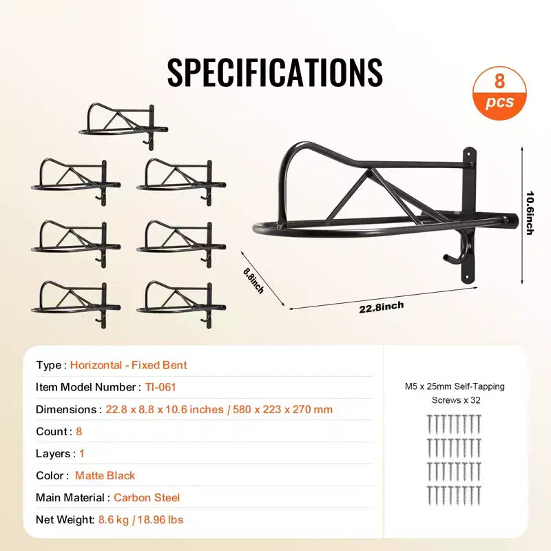 Wall Mount Saddle Rack, 8 Packs Horse Saddle Rack with Pad Bar, Portable Saddle Stand for English & Western Saddle