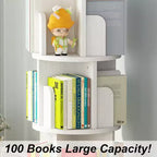 360 Degree Rotating Bookcase,4 Tier White Wooden Bookcase,51.2 Inch,Floor Standing Small Corner Storage Shelf,Bedroom,Living Room