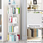 360 Degree Rotating Bookcase,4 Tier White Wooden Bookcase,51.2 Inch,Floor Standing Small Corner Storage Shelf,Bedroom,Living Room