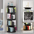 360 Degree Rotating Bookcase,4 Tier White Wooden Bookcase,51.2 Inch,Floor Standing Small Corner Storage Shelf,Bedroom,Living Room