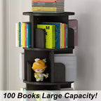 360 Degree Rotating Bookcase,4 Tier White Wooden Bookcase,51.2 Inch,Floor Standing Small Corner Storage Shelf,Bedroom,Living Room