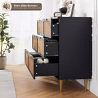 Rattan 6-Drawer Dresser for Bedroom, Large Wooden Chest with Deep Drawers, Wide Top Storage for Closet, Living Room, Hallway