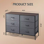 Wide Dresser with 6 Drawers, Fabric TV Stand for 50 Inch TV, Metal Frame, Wooden Top, Fabric Storage Dresser for Bedroom, Hallway, Entryway,