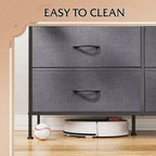 Wide Dresser with 6 Drawers, Fabric TV Stand for 50 Inch TV, Metal Frame, Wooden Top, Fabric Storage Dresser for Bedroom, Hallway, Entryway,