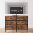 Wide Dresser with 6 Drawers, Fabric TV Stand for 50 Inch TV, Metal Frame, Wooden Top, Fabric Storage Dresser for Bedroom, Hallway, Entryway,