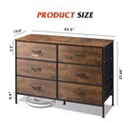 Wide Dresser with 6 Drawers, Fabric TV Stand for 50 Inch TV, Metal Frame, Wooden Top, Fabric Storage Dresser for Bedroom, Hallway, Entryway,