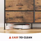 Wide Dresser with 6 Drawers, Fabric TV Stand for 50 Inch TV, Metal Frame, Wooden Top, Fabric Storage Dresser for Bedroom, Hallway, Entryway,