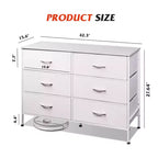 Wide Dresser with 6 Drawers, Fabric TV Stand for 50 Inch TV, Metal Frame, Wooden Top, Fabric Storage Dresser for Bedroom, Hallway, Entryway,