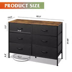 Wide Dresser with 6 Drawers, Fabric TV Stand for 50 Inch TV, Metal Frame, Wooden Top, Fabric Storage Dresser for Bedroom, Hallway, Entryway,