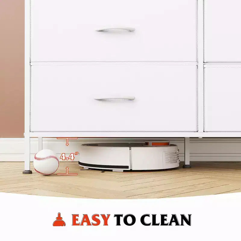 Wide Dresser with 6 Drawers, Fabric TV Stand for 50 Inch TV, Metal Frame, Wooden Top, Fabric Storage Dresser for Bedroom, Hallway, Entryway,