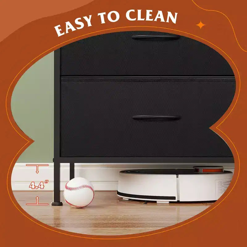 Wide Dresser with 6 Drawers, Fabric TV Stand for 50 Inch TV, Metal Frame, Wooden Top, Fabric Storage Dresser for Bedroom, Hallway, Entryway,