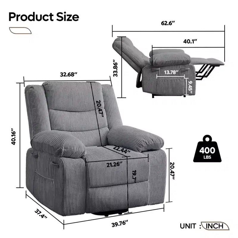 Massage Recliners for Elderly, Power Lift Recliner Chair with Heat and Vibration for Living Room