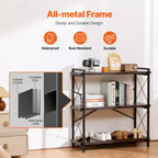 Metal Bookshelf, 3-Tier Industrial Bookshelf, Small Rustic Storage Display Bookcase with Open Shelves, Freestanding Display Vintage Shelving