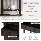 Narrow Console Table, Slim Sofa Table with Three Storage Drawers and Bottom Shelf (Espresso)