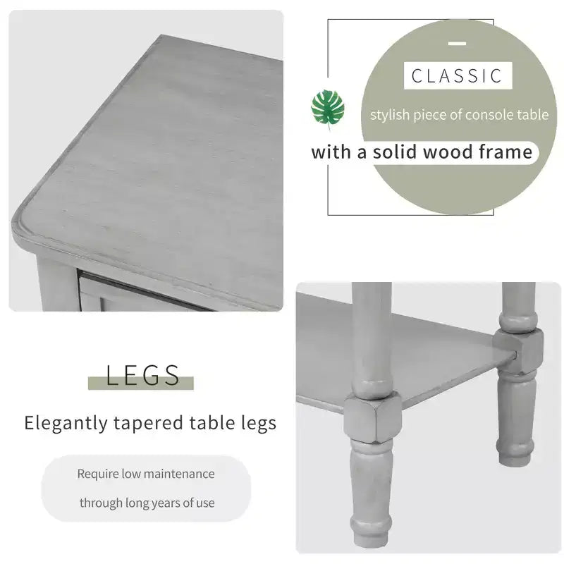Narrow Console Table, Slim Sofa Table with Three Storage Drawers and Bottom Shelf (Espresso)