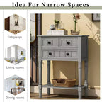 Narrow Console Table, Slim Sofa Table with Three Storage Drawers and Bottom Shelf (Espresso)