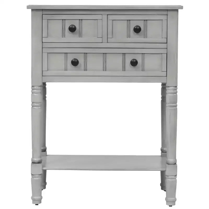 Narrow Console Table, Slim Sofa Table with Three Storage Drawers and Bottom Shelf (Espresso)