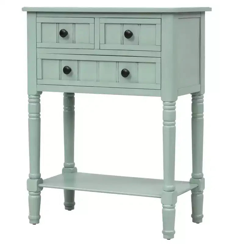 Narrow Console Table, Slim Sofa Table with Three Storage Drawers and Bottom Shelf (Espresso)
