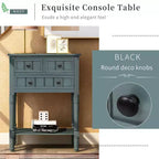 Narrow Console Table, Slim Sofa Table with Three Storage Drawers and Bottom Shelf (Espresso)