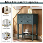 Narrow Console Table, Slim Sofa Table with Three Storage Drawers and Bottom Shelf (Espresso)