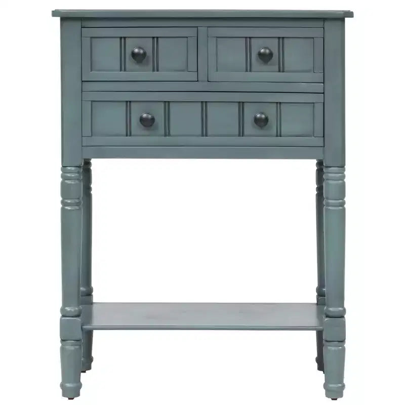 Narrow Console Table, Slim Sofa Table with Three Storage Drawers and Bottom Shelf (Espresso)