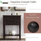Narrow Console Table, Slim Sofa Table with Three Storage Drawers and Bottom Shelf (Espresso)