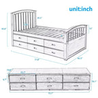 Twin Size Platform Bed with 6 Drawers