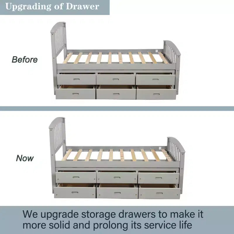 Twin Size Platform Bed with 6 Drawers