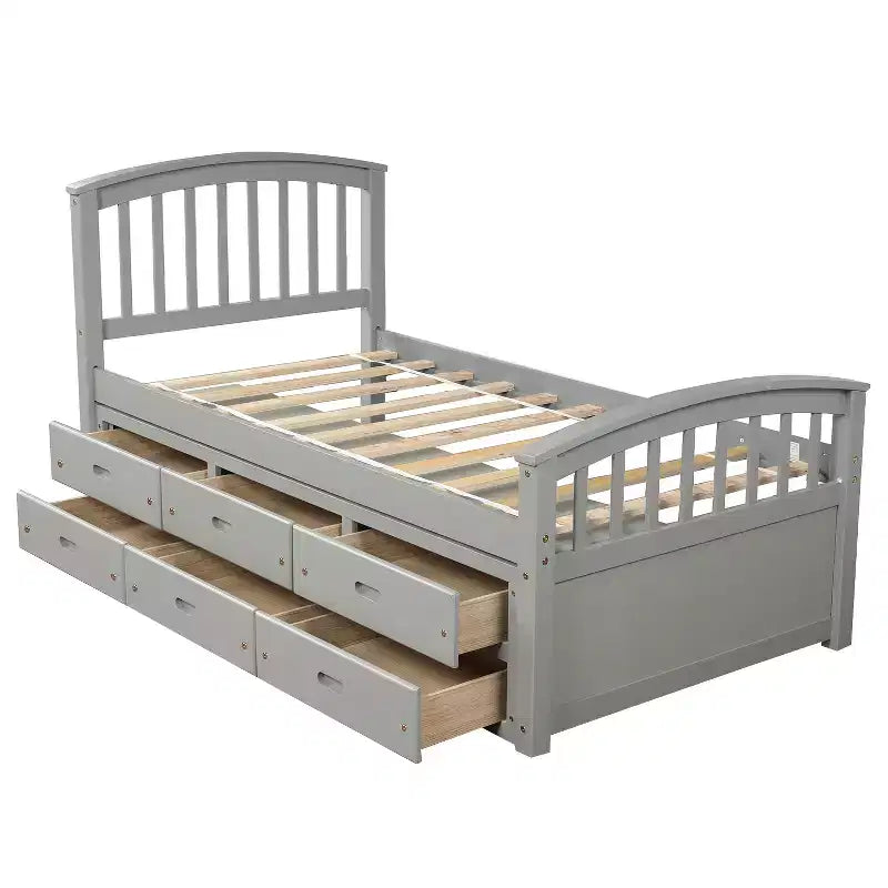 Twin Size Platform Bed with 6 Drawers
