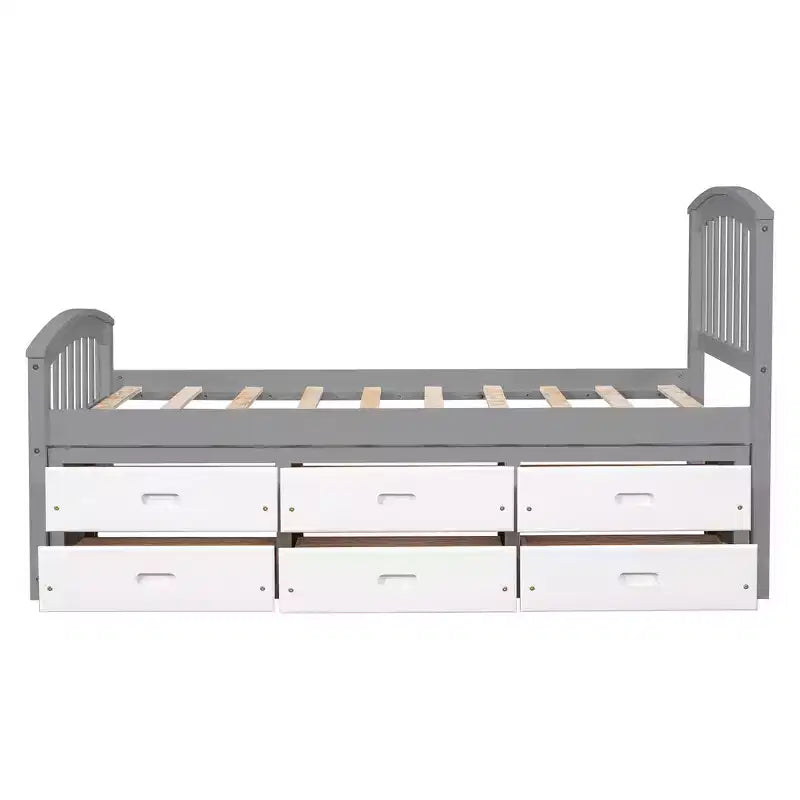 Twin Size Platform Bed with 6 Drawers