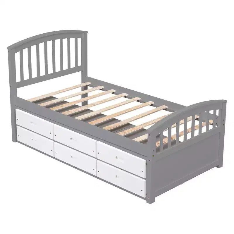 Twin Size Platform Bed with 6 Drawers