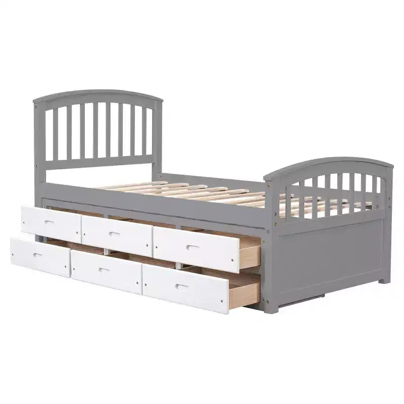 Twin Size Platform Bed with 6 Drawers