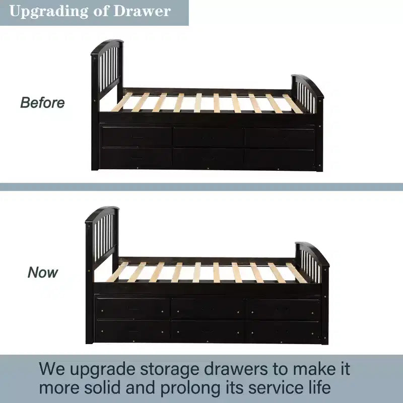 Twin Size Platform Bed with 6 Drawers