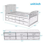 Twin Size Platform Bed with 6 Drawers