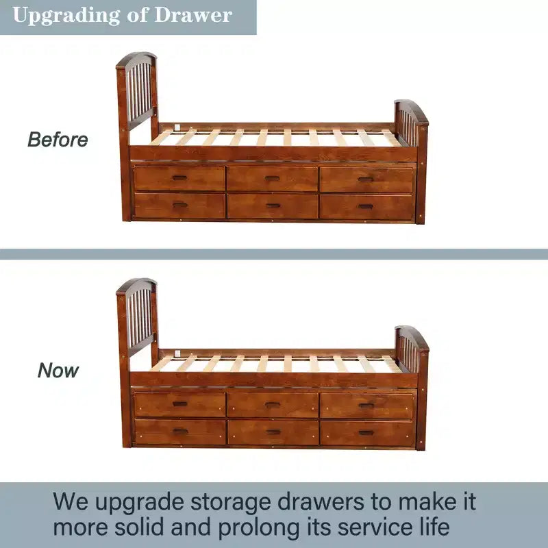 Twin Size Platform Bed with 6 Drawers