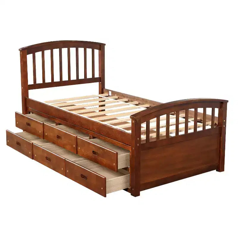 Twin Size Platform Bed with 6 Drawers