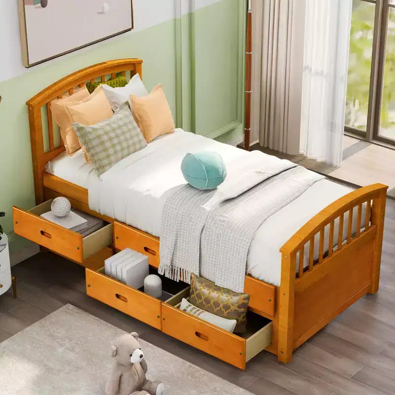 Twin Size Platform Bed with 6 Drawers