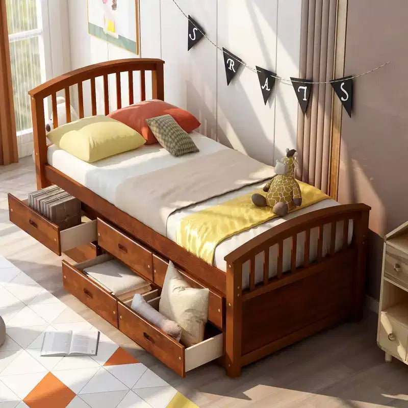 Twin Size Platform Bed with 6 Drawers
