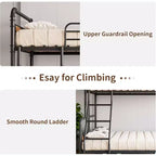 Metal Bunk Beds Twin Over Full Size with Angled Ladder and Safety Guardrails, Space Saving, Sturdy, Convertible Metal Bunk Beds