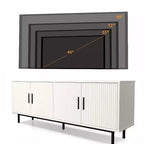 70 Grooved TV Stand Cabinet, Modern TV Stand Entertainment Center with Grooved Doors and Adjustable Shelves, White/Black