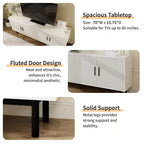 70 Grooved TV Stand Cabinet, Modern TV Stand Entertainment Center with Grooved Doors and Adjustable Shelves, White/Black