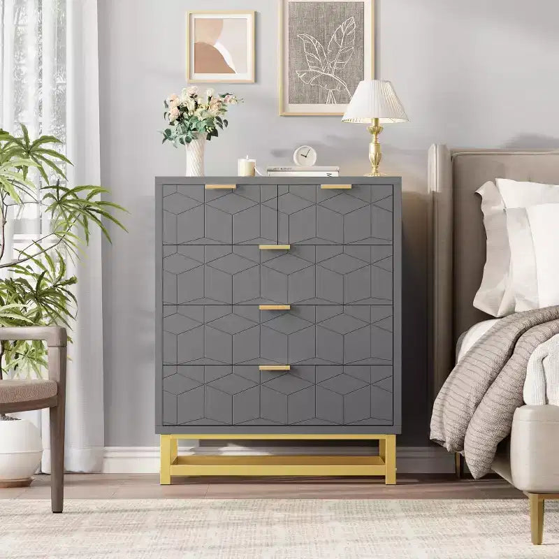 Five-Drawer Dresser with Metal Legs