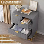 Five-Drawer Dresser with Metal Legs