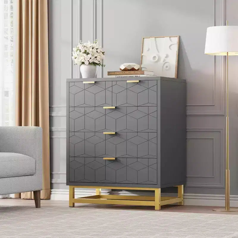 Five-Drawer Dresser with Metal Legs
