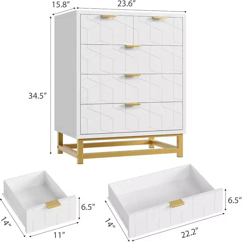 Five-Drawer Dresser with Metal Legs