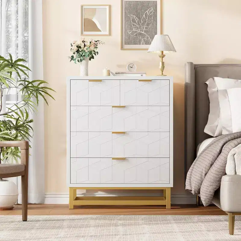 Five-Drawer Dresser with Metal Legs