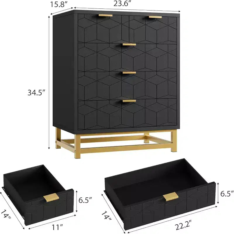 Five-Drawer Dresser with Metal Legs